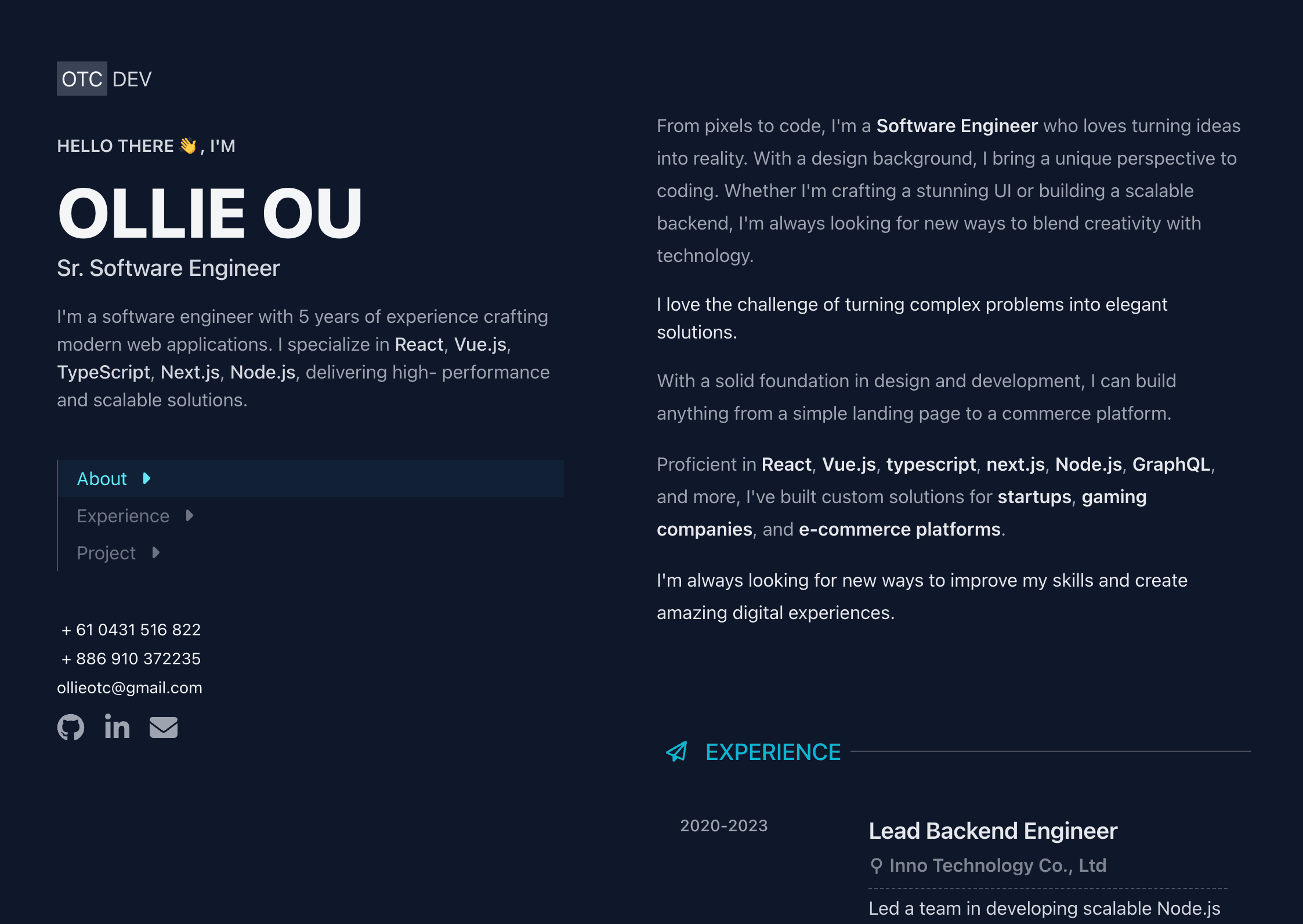 Personal Profile website